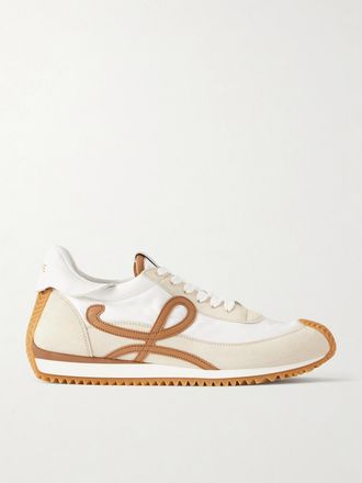 Loewe Sneakers In Camoscio E Shell Con Finiture In Pelle Flow Runner 2.0 - Neutri
