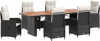 vidaXL Juego De Comedor Para Exteriores 7 Uds. Negro Y Blanco Crema Vidaxl