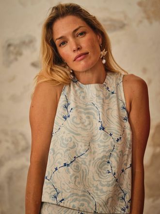 Fat Face FatFace V & A FatFace Hallie Ivory Archive Petals Petite Shell Top