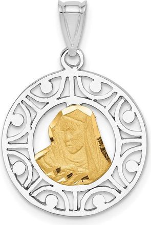Diamond2Deal 14k Two-tone Gold Brushed & Polished Virgin Diamond-Cut Mary Pendant