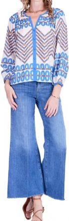 Jade Yoga Trimmed Peasant Top In Retro Link