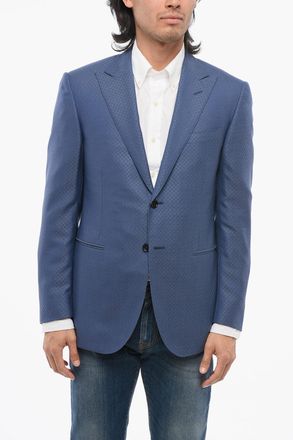 Corneliani CODE Blazer Monopetto In Lana Vergine Ricamato Corneliani