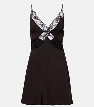 Sir. Lace-trimmed silk minidress