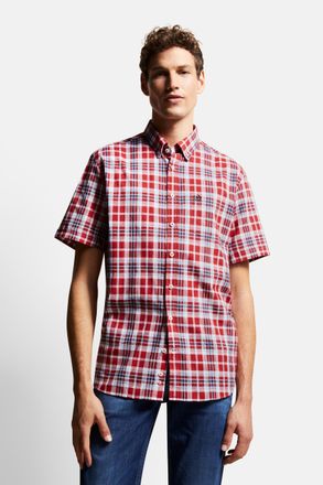 Bugatti Kurzarmhemd BUGATTI, Herren, Gr. L, Normalgr&ouml;ssen, rot, 100% Baumwolle, normal, Hemden Kurzarmhemd, mit Button-Down-Kragen