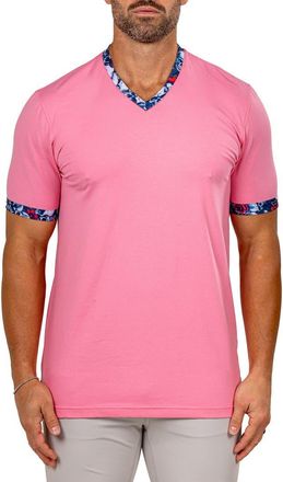 Maceoo Edison Marthyr1101 Pink Cotton V-Neck T-Shirt at Nordstrom, Size 3