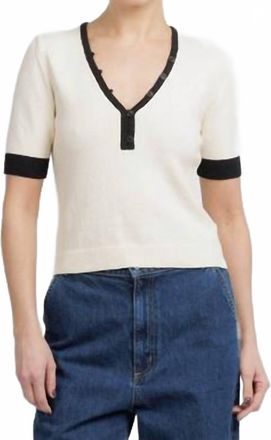 White + Warren Short Sleeve Top In Ivory/midnight