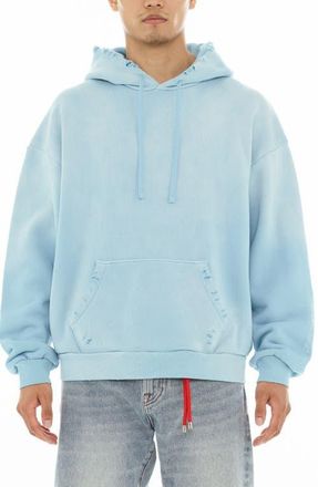 Cult of Individuality Core Distressed French Terry Pullover Hoodie in Blue Glow at Nordstrom, Size Xx-Large