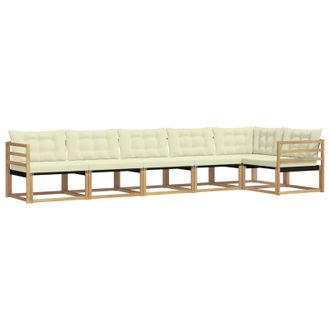 vidaXL Conjunto De Sof&aacute;s De Exterior Con Coj&iacute;n 6 Pcs Blanco Y Crema Vidaxl
