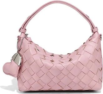 Generic Compatible For Womens Fresh Handbag Love Heart Decoration Dumpling Bag Shoulder Crossbody Soft PU Leather(Rose powder)