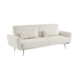 Sweeek Sof&aacute; cama de pana fina de 2-3 plazas, blanco
