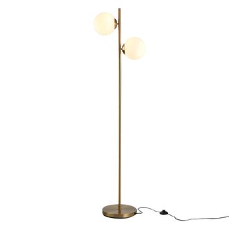 HOMCOM Steel Duo Glass Sphere Floor Lamp Gold | TJ Hughes