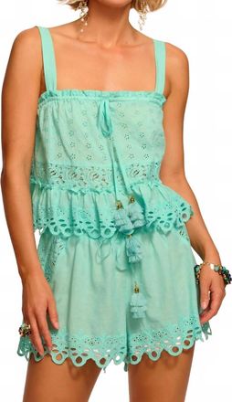 Ramy Brook Amina Cotton Eyelet Coverup Top In Seaglass