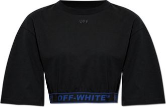 Off-white Korte top met logo - Dames - T-shirts - Zwart - M - Katoen - Tops