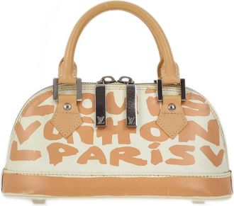 Louis Vuitton Alma Handbag Limited Edition Graffiti Leather Beige Leather Handbag (Pre-Owned)