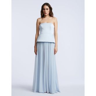 BCBGeneration Strapless Peplum Gown in Skyway at Nordstrom, Size 6