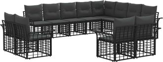 vidaXL Conjunto De Sof&aacute;s De Exterior 12 Uds. Negro Y Gris Oscuro Vidaxl