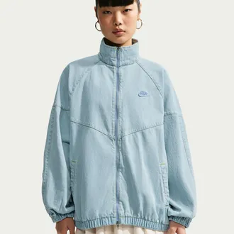 Nike Womens Windrunner Oversized Denim Jacket in Blue | IV4961-440