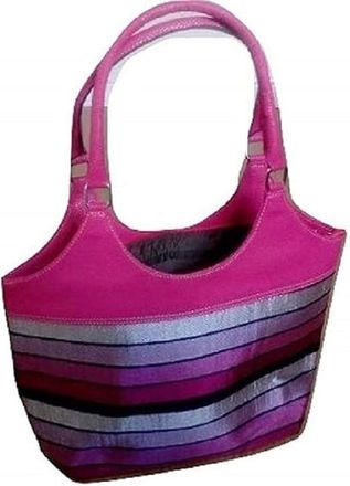 Generic Designer Leather Tote Bags for Women, Shoulder Bag, Striped, Cotton Blend, Large, 20 Liters, Lightweight, Hobo Style (Pink)