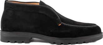 Santoni Zwarte Su&egrave;de Leren Herenlaarzen - Heren - Enkellaarsjes - Zwart - 43 1/2 EU - Su&egrave;de - Schoenen