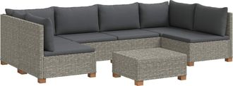 vidaXL 7 Uds. Conjunto De Lounge De Rat&aacute;n Con Cojines Gendt Gris Kubu Vidaxl