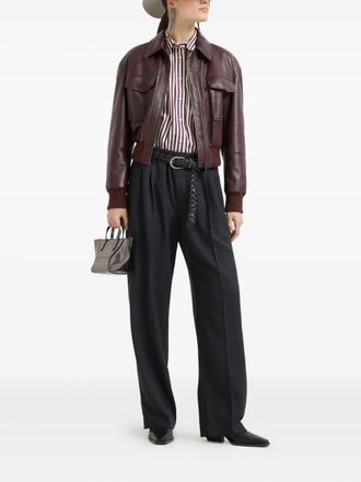 Brunello Cucinelli Brunello Cucinelli Womens Regular Pants - Dark Grey Wool - Size EU 44 (Womens)