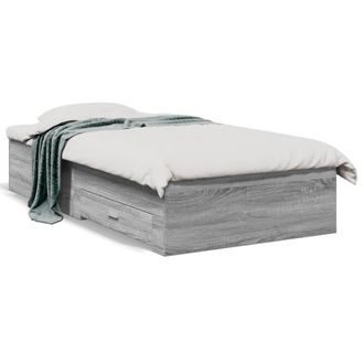 Berkfield Home Bed Frame with Drawers without Mattress Grey Sonoma 100x200 cm