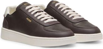 HUGO BOSS Leather sneakers with gold-tone logo