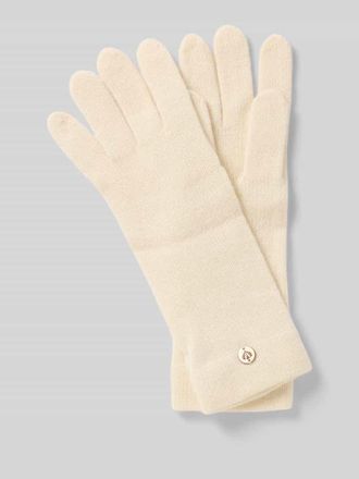 Fraas Kaschmirhandschuhe mit Label-Applikation in Offwhite, Gr&ouml;&szlig;e 1