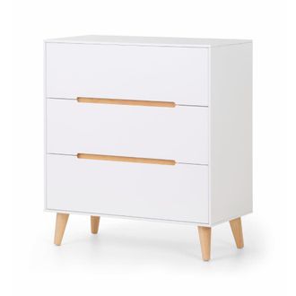 Julian Bowen Alicia Chest Of Drawers With 3 Drawers 80cm - White - Julian Bowen | TJ Hughes