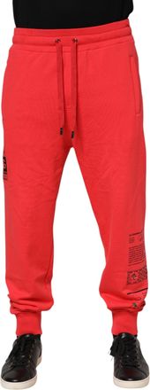 Dolce & Gabbana Red Cotton Men Jogger Sweatpants Pants