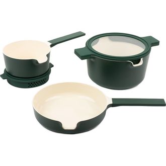 alva Neat 5-Piece Nesting Ceramic Cookware Set in Green at Nordstrom