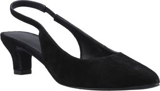 Hush Puppies Nahla Su&egrave;de Hakken Leer Dames Zwarte Ronde Slingback Schoenen