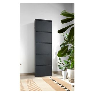 Dmora Zapatero Dandracchi, Zapatero, Armario De Entrada Multiusos, Zapatero, 50x15h172 Cm, Negro - Dmora