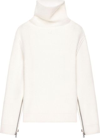Courrèges oversized mock-neck sweater - women - Merino - S - Neutrals