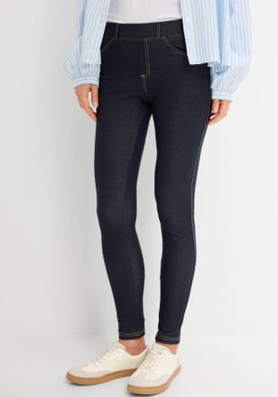 Bonprix Leggings BONPRIX, Damen, Gr. 52/54 (XXL), N-Gr, blau (blau stone), Obermaterial: 70% Baumwolle, 25% Polyester, 5% Elasthan, skinny fit, Hosen Leggings