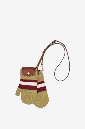 Longchamp Gestreifter Schultertasche aus Wollmischung Le Pliage Cocooning