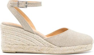 Castaner Tauoe Sandaal met gesp en enkelbandje- sleehak - Dames - Sleehakken - Beige - 41 EU - Schoenen