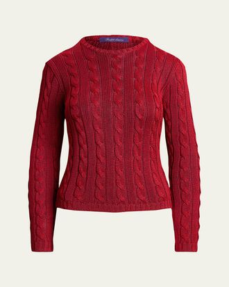 Ralph Lauren Cable-Knit Silk Crewneck Sweater