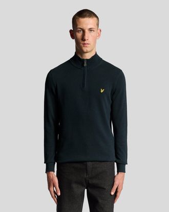 Lyle & Scott Mens Cotton 1/4 Zip Jumper - Navy - Size X-Small