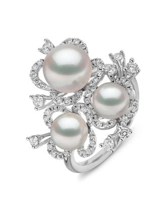 Yoko London 18K white gold Petal Akoya-pearl and diamond ring - Silver