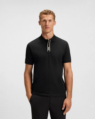 HUGO BOSS Mens Paddy GOC Polo Shirt in Black Cotton - Size Medium