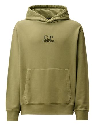 C.P. Company logo-embroidered hoodie - men - Cotton - 3XL - Green