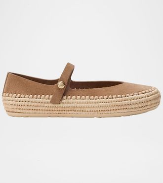 Loewe x Paula & apos;s Ibiza Rio Suede Mary Jane Espadrille Flats