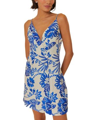 Farm Rio Farm Rio Floral Birds Off White Linen Mini Dress