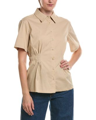 Anne Klein Petite Pleated Waist Button-Up Shirt