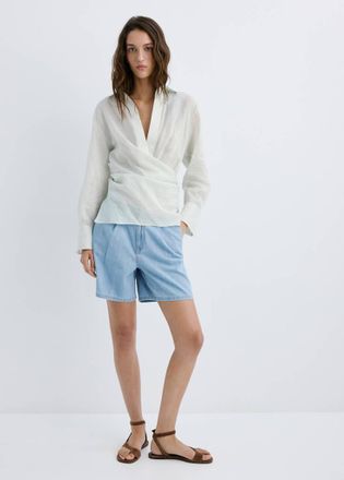 Mango Bermuda denim vita media pinces azzurro - Donna - 36 - MANGO