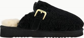 Mou Womens Curly Sheepskin Eskimo Slippers In Black