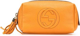 Gucci Pre-owned Bags, female, Orange, Size: ONE SIZE Pre-owned Leather Cosmetic Pouch with Tassel Zip and Interior Slip Pocket
