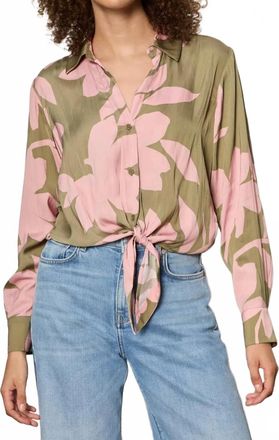 Sanctuary Lover Tie Long Sleeve Floral Shirt In Pink Silhouette