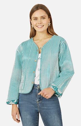 Yumi Floral Patchwork Reversible Jacket in Green at Nordstrom, Size 12